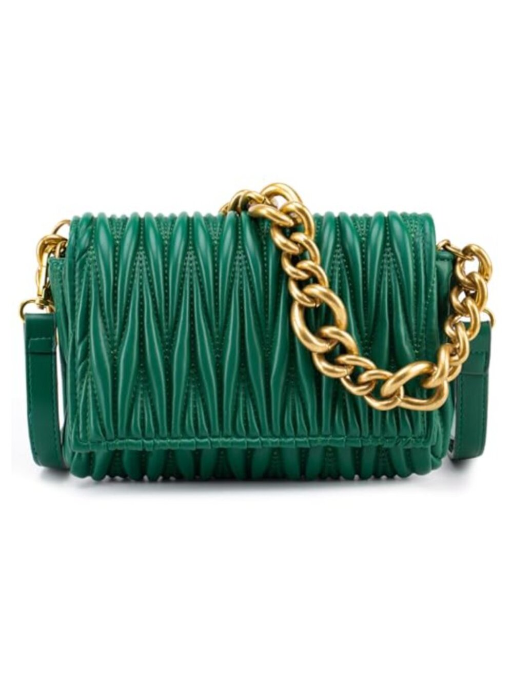 Quilted Chain Strap Crossbody Bag Faux Leather Small Clutch Purse